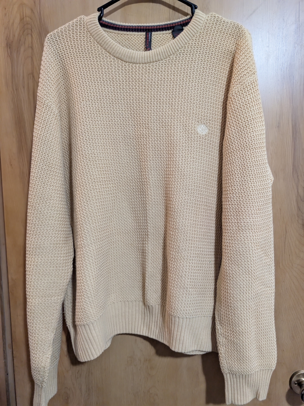 Vintage Perry Ellis America Textured Crewneck Sweater Cream XL 100% Cotton